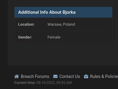 Figure 11. Additional information section of Bjorka’s Breach Forums profile