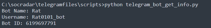 (This script shows the bot's information with the Telegram Bot API that threat actors leave in the code.)