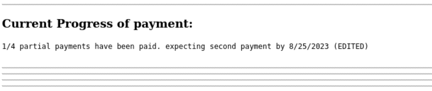 Figure 18. ¼ partial payments have been paid by A1 Data Provider.
