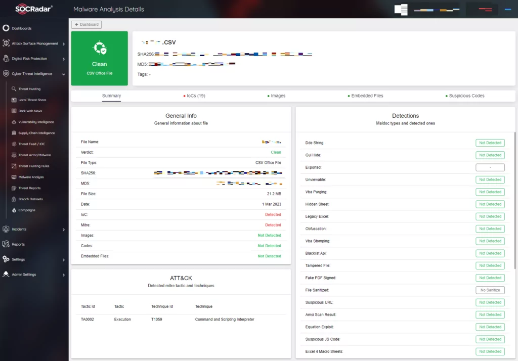 Figure 6: SOCRadar Malware Analysis module