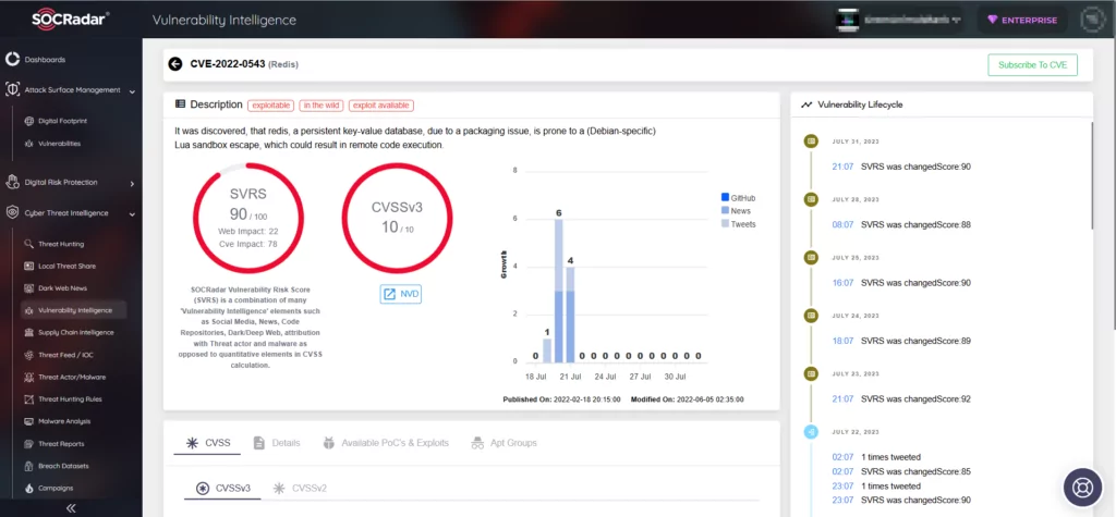 Find more details on CVE-2022-0543 on SOCRadar’s Vulnerability Intelligence, p2pinfect