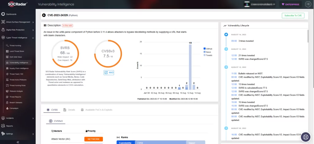 Details of CVE-2023-24329 on SOCRadar 