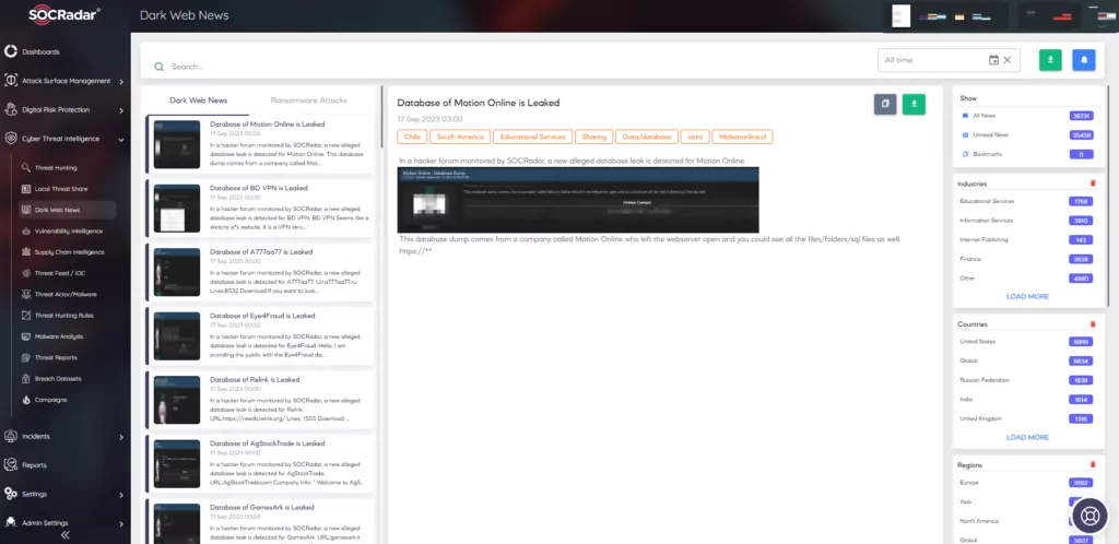 Figure 4: SOCRadar Dark Web News