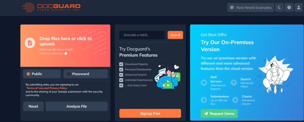 DOCGuard free file analysis page