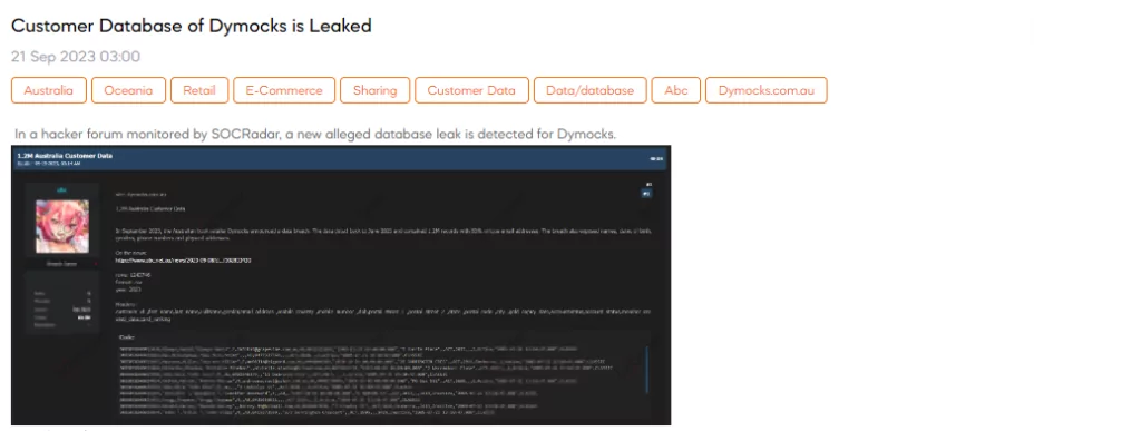 Customer Database of Dymocks is Leaked