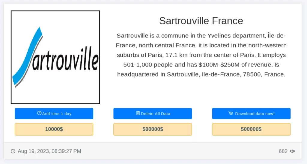 Fig. 18. Sartrouville France victim announcement card