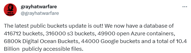 Public buckets update (Source: X)