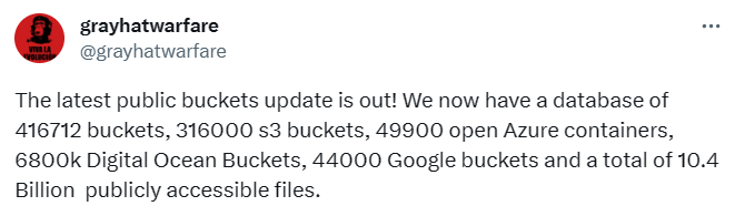 Public buckets update (Source: X) 