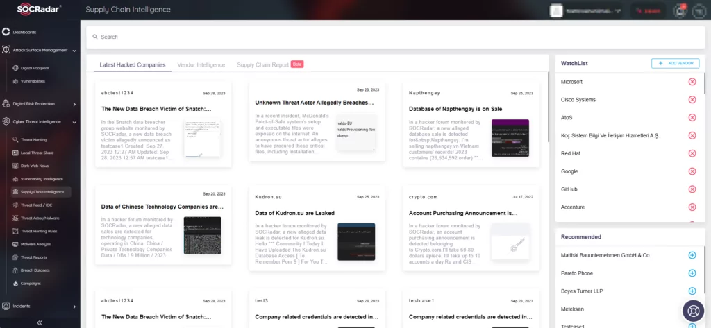 SOCRadar Supply Chain Intelligence