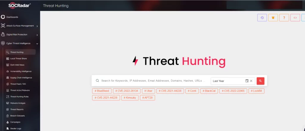 SOCRadar Cyber Threat Intelligence/Threat Hunting Module