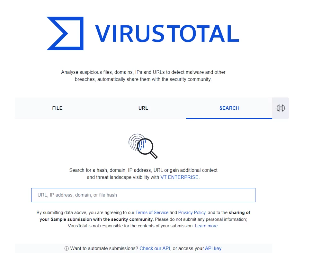 VirusTotal public page