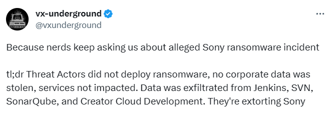 About the Sony hack (Source: X)