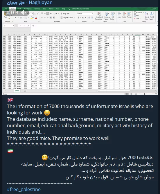 Iranian hacktivist Telegram group, a proof video shared