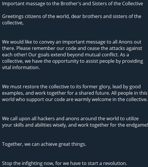 Anonymous (D)’s Telegram post