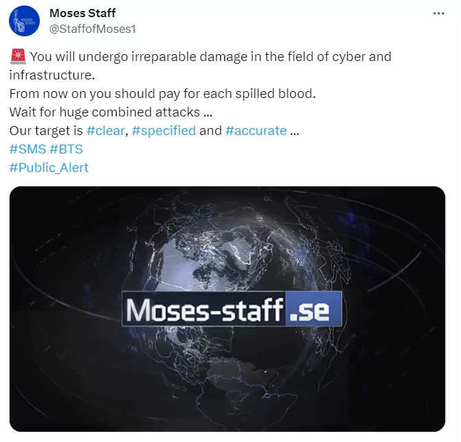 Moses Staff’s tweet about the incoming attacks
