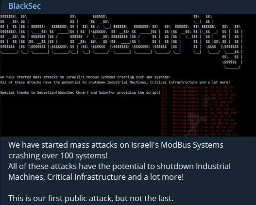 BlackSec’s Telegram post, they added that the attacks will continue