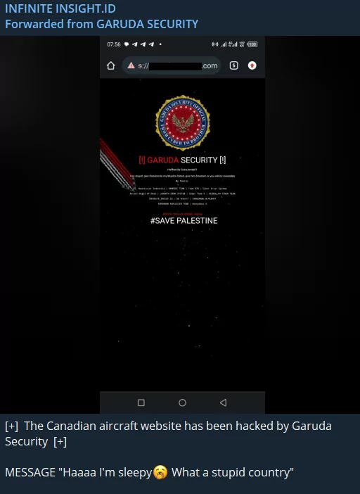 Canadian website defaced by the Garuda Security