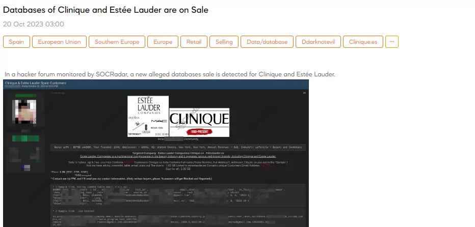 Databases of Clinique and Estée Lauder are on Sale, estée Lauder
