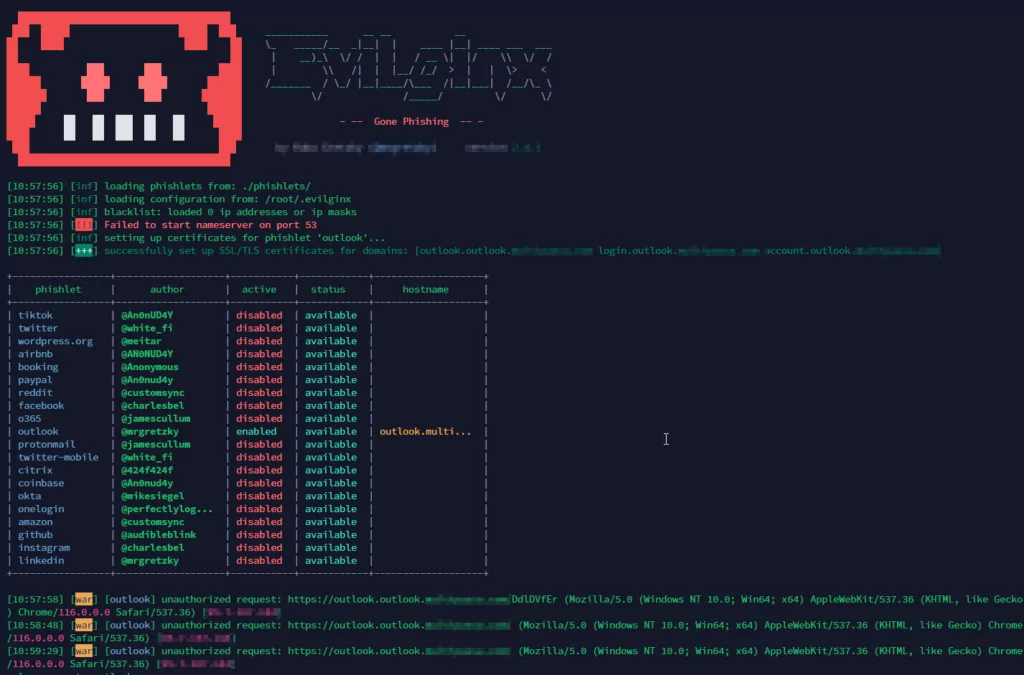 Evilginx interface., evilqr