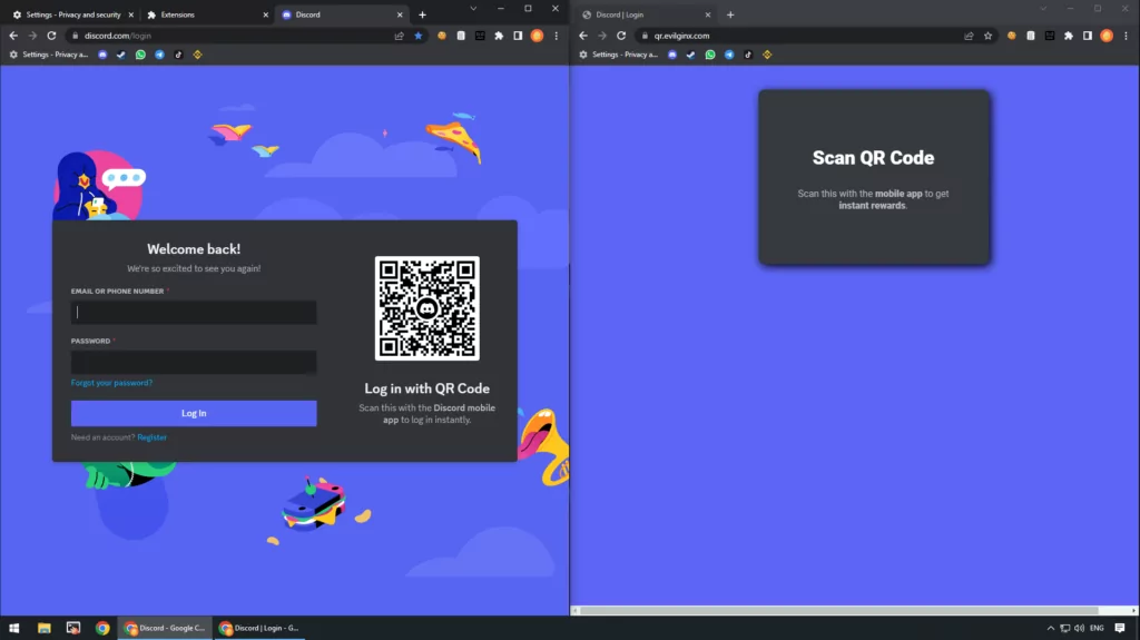 QR phishing on Discord.