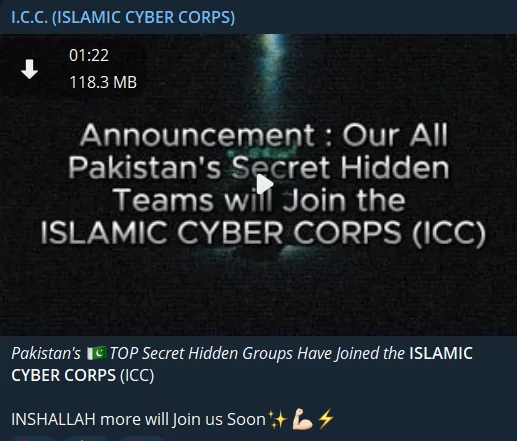 ICC’s Telegram post with a video announcement