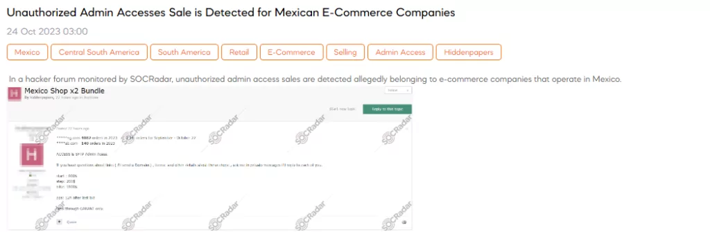 Unauthorized Admin Accesses Sale is Detected for Mexican E-Commerce Companies, airline
