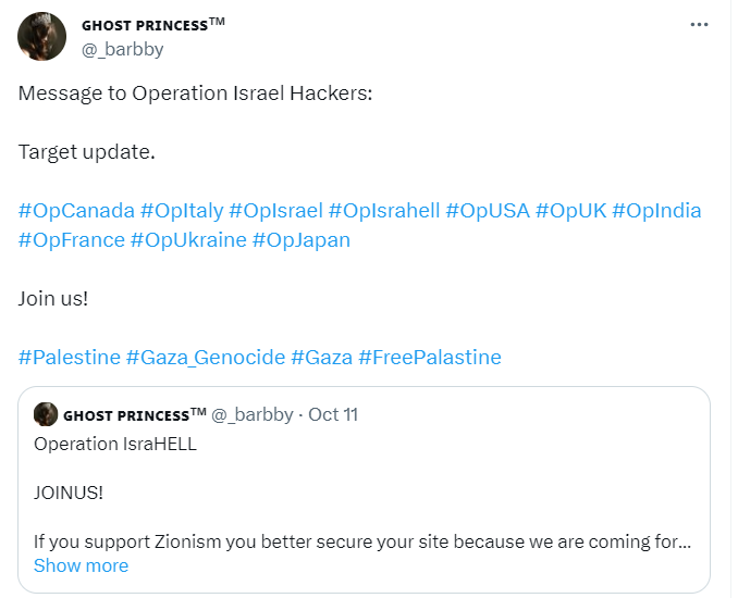 A hacktivist's call to OpIsrael hackers on Twitter