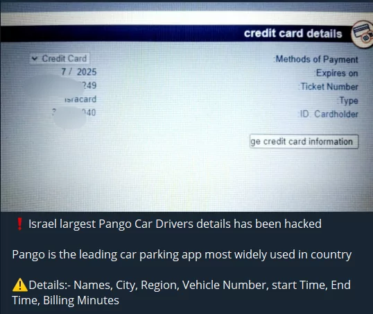 Mobile Application Pango Car allegedly hacked.