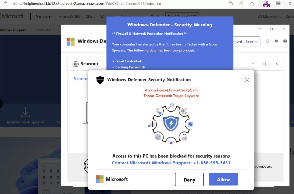False Windows Defender - Security Warning pop-ups (Source: textslashplain.com), YouTube