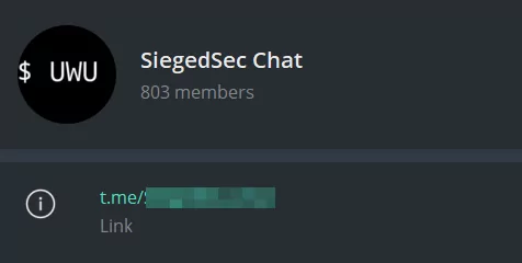 Fig. 1. Telegram chat channel of SiegedSec