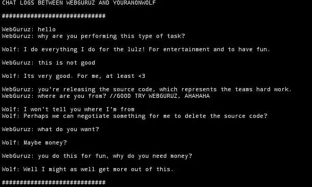 Fig. 13. Chat between SiegedSec’s admin vio and WebGuruz Technologies LTD