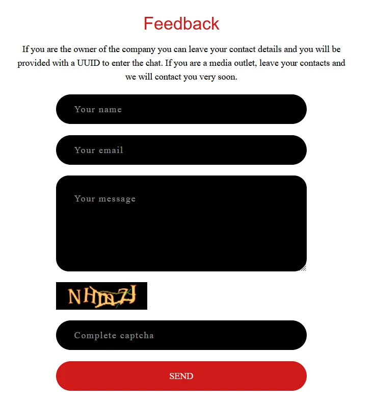 Snatch’s website’s “Feedback” section.