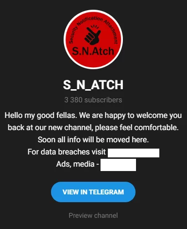 Snatch Ransomware’s Telegram Channel.