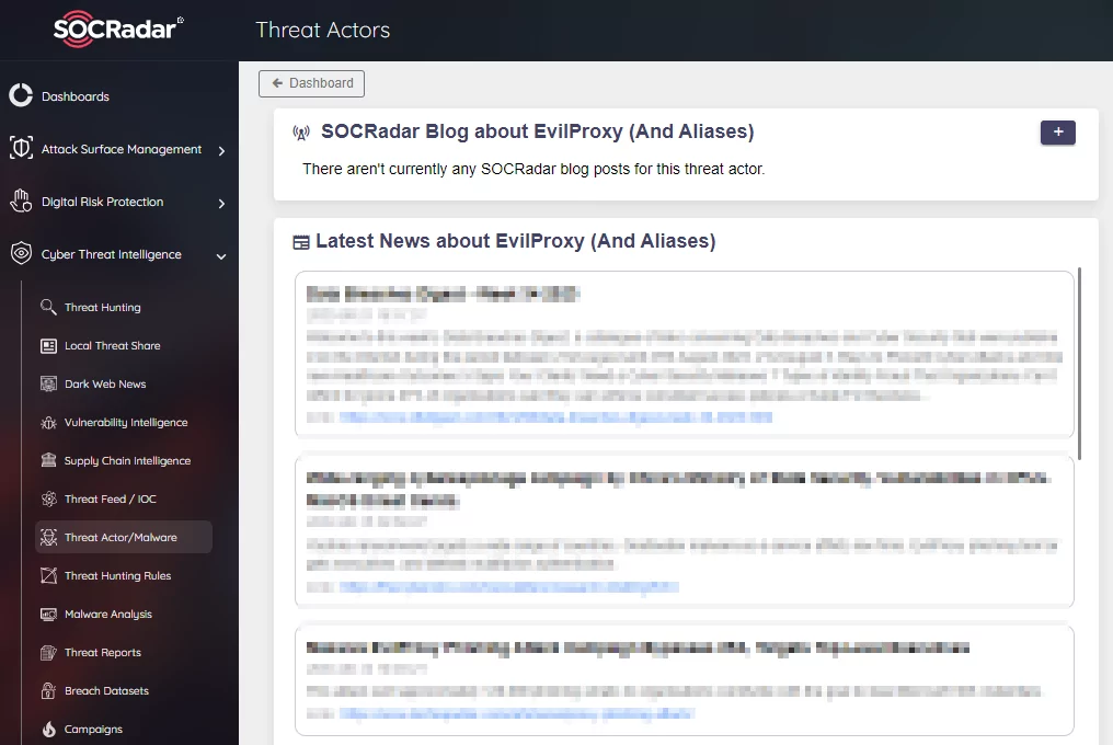 SOCRadar Threat Actors/Malware: EvilProxy