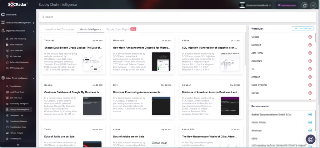 SOCRadar Supply Chain Intelligence