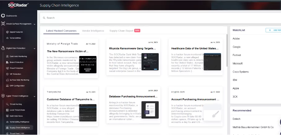 SOCRadar Supply Chain  Intelligence Module