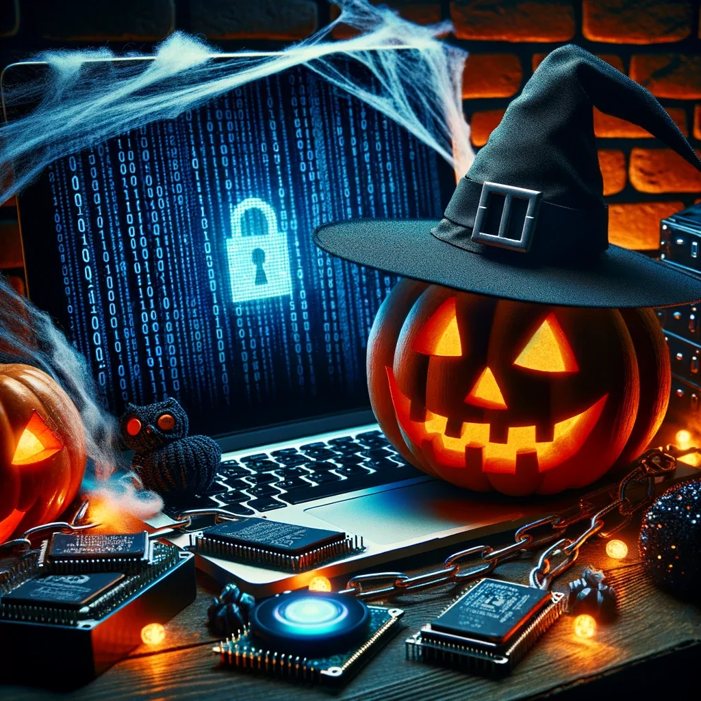 Fig. 1.  Illustration of Ransomware operation during Halloween (generated using DALL-E 3), ransomware