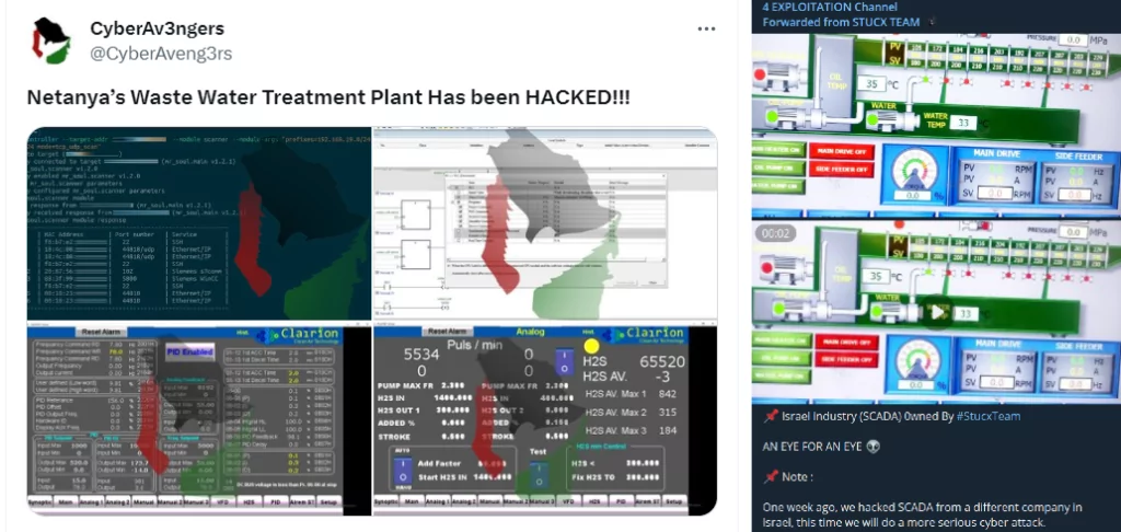 Alleged screenshots from various SCADAs, Israel-Palestine Conflict