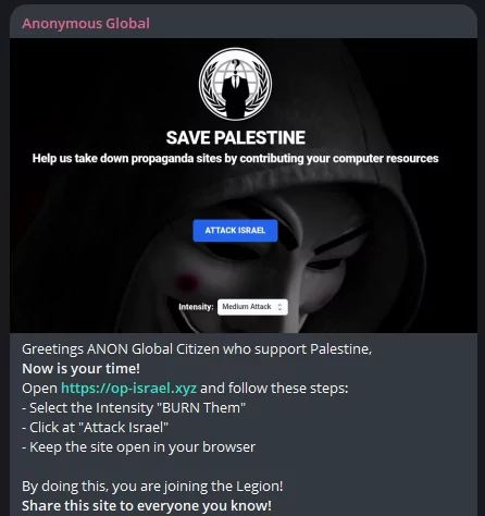 Anonymous Global's Telegram message