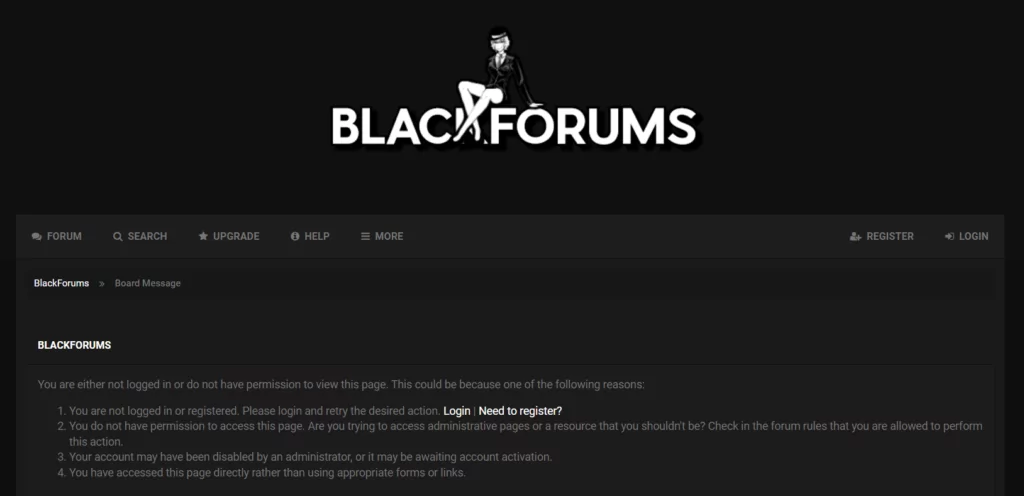 BlackForums’ main page