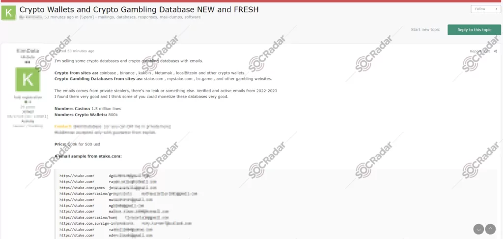 Crypto Wallets and Gambling Databases Marketed