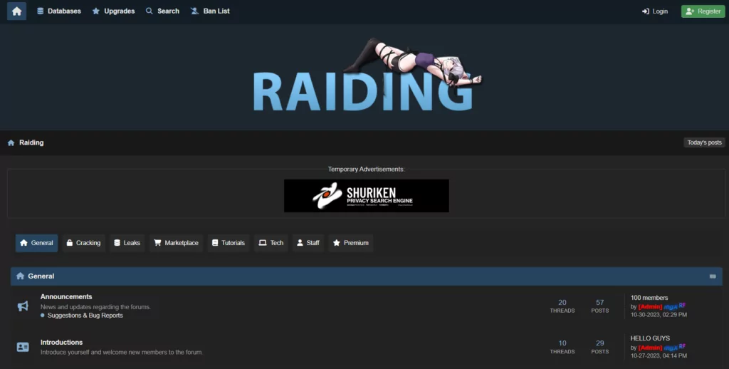 Raiding.to’s main page