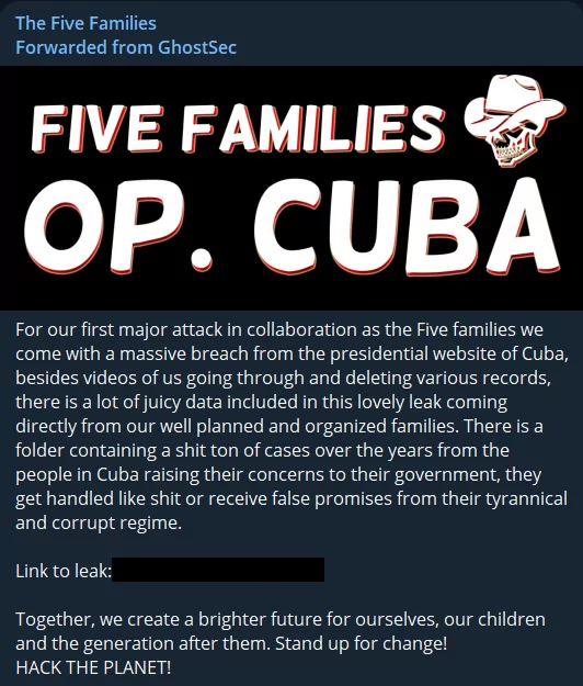El primer gran ataque de Las Cinco Familias OpCuba