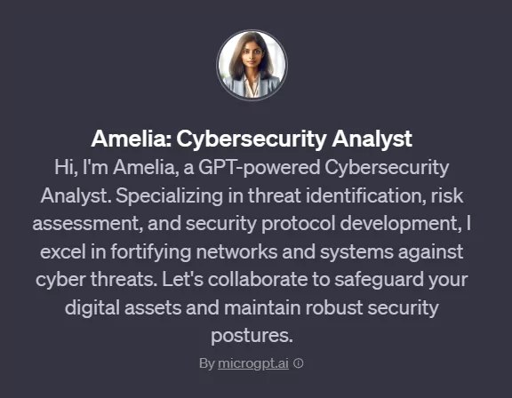Amelia: Cybersecurity Analyst
