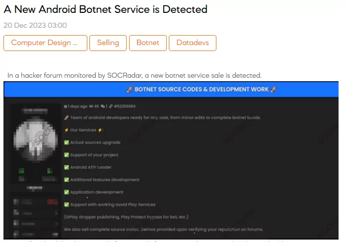 A New Android Botnet Service is Detected