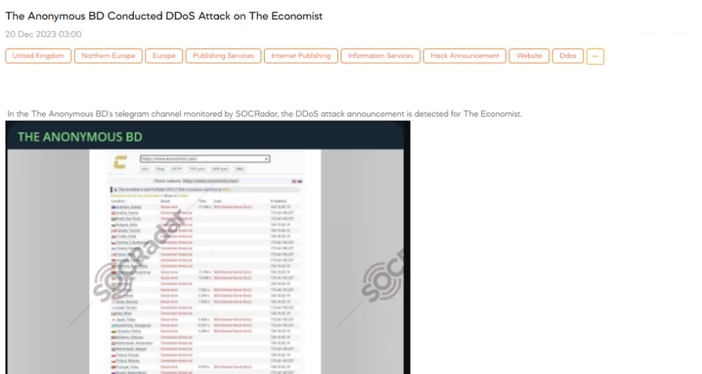 El BD anónimo realizó un ataque DDoS contra The Economist, Disney Nissan The Economist