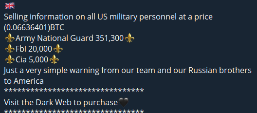 Sale post for military personnel data