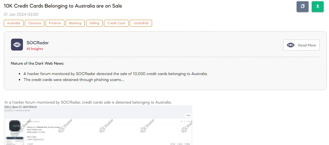 10K Credit Cards Belonging to Australia are on Sale