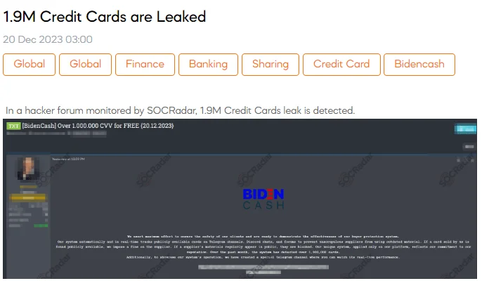 BidenCash Leaked 1.9M Credit Card Details
