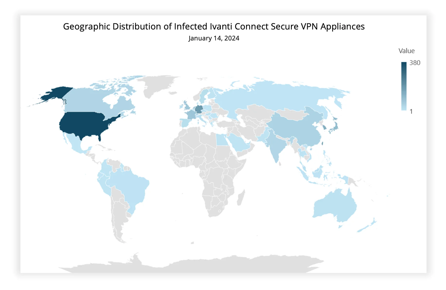 Geographic distribution of infected appliances (Volexity)